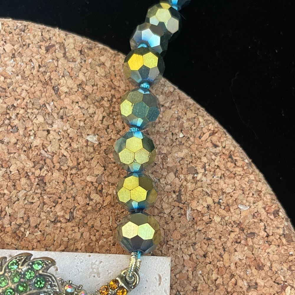 Heidi Daus Green Crystal Statement Necklace Teardrop - Picture 4 of 8